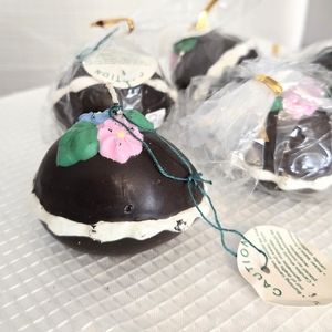 Vtg Depart 56 Wax Chocolate Egg Candles Frosted Style Easter Candy Table Decor